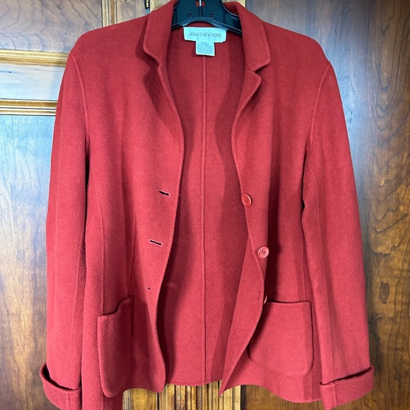 Jones New York Brick Red Wool Blazer, Size 12 - Picture 10 of 16